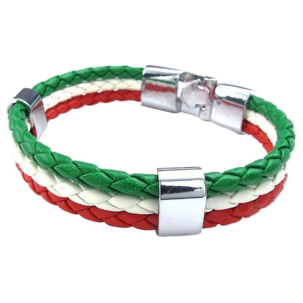 Smykkearmbånd, italiensk flaggarmbånd, lærlegering, for kvinner for menn, grønn hvit rød (bredde 14 mm)