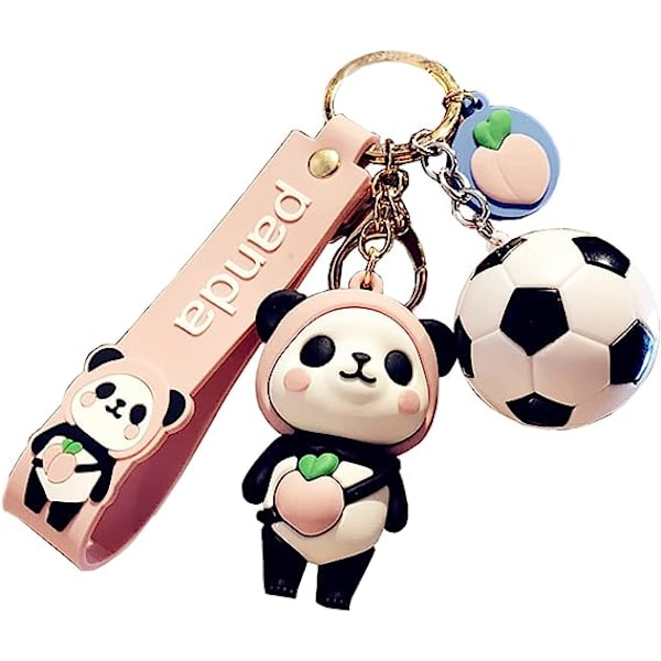 HSYHERE Lady Girl Cute PVC Panda avaimenperä Luova Uusi Vuosi Lahja Eläinriipus Pink Panda + Football