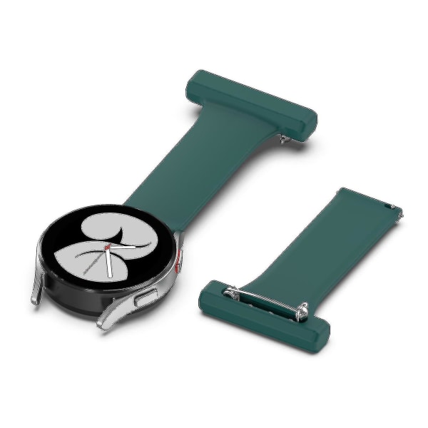 For Garmin Vivomove Style Silikon 20mm Sykepleierklokke Fob Med Pin-on Brosje Rem Green