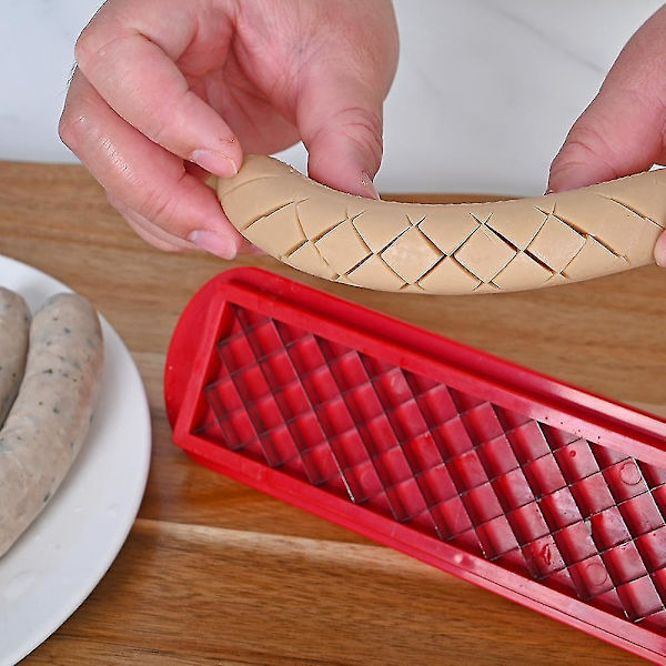 Hotdog-skæreværktøj - 10 tommer - Rødt-sikkert rustfrit stål