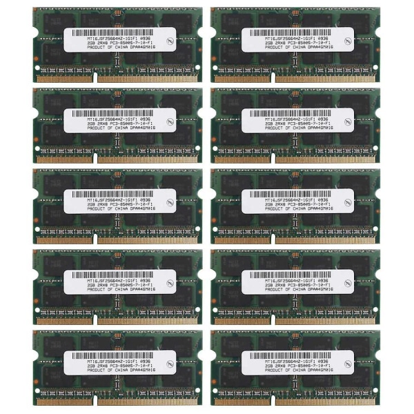 10x Ddr3 2gb bærbar PC-minne RAM 2rx8 Pc3-8500s 1066mhz 204pin 1,5v bærbar ram
