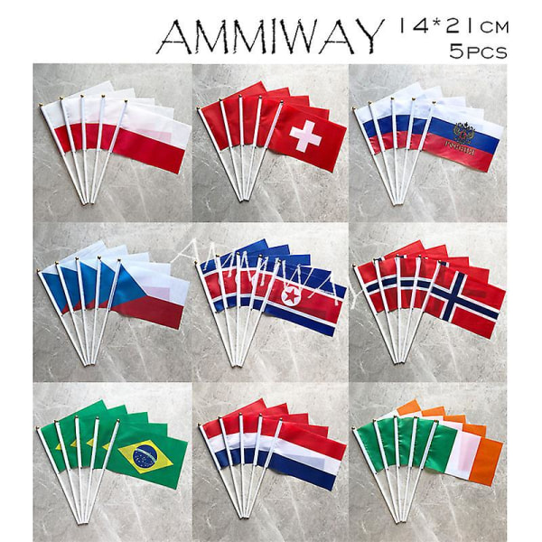 14x21cm 5 stk. Håndflag med nationalflag fra Aserbajdsjan