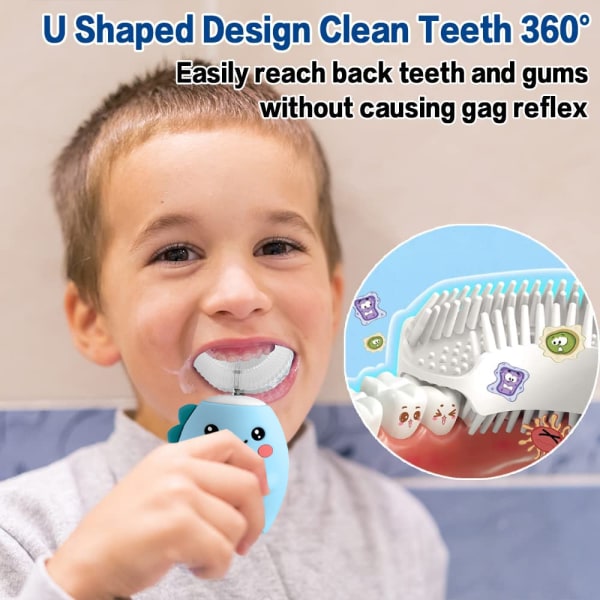 Børne U-formet elektrisk tandbørste, Sonic tandbørste til børn, tegneserie style 2