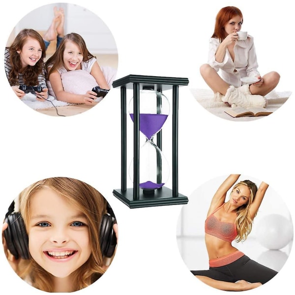 30 Minutters Timeglas Sandur Timer Klok 30 Minutter Træramme Sandglas Timer Hjem Dekoration Skrivebords Ornament Køkken Timer Timeglas Timer Lilla