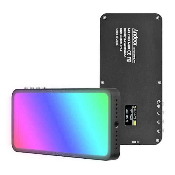 Andoer RGB LED Videolys Portable Lyspanel 3000K-6500K Dæmpbar Lysstyrke 30 Specialeffekter C