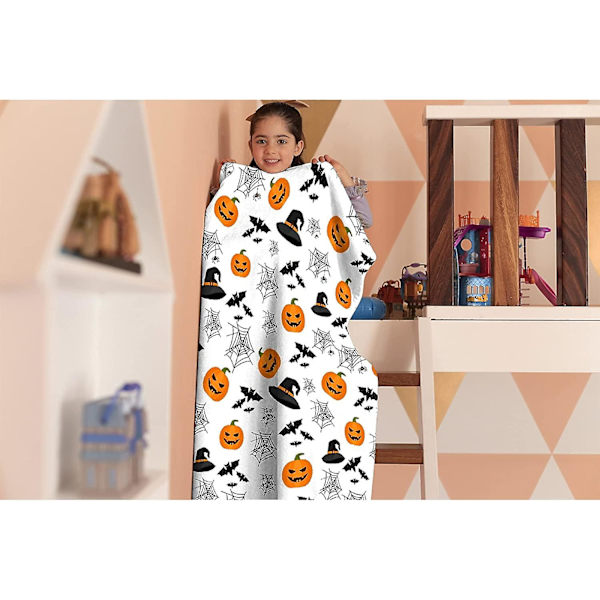 Tæppe Halloween Dekoration Græskar Fleece Letvægts Kast Gave Til Fødselsdag Jul Bløde Flannel Tæpper Til Alle Sæsoner Seng Sofa-40x50 Tommer