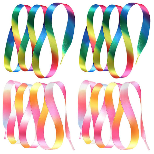 2 par 100 cm snørebånd polyester dekorative regnbuefarve