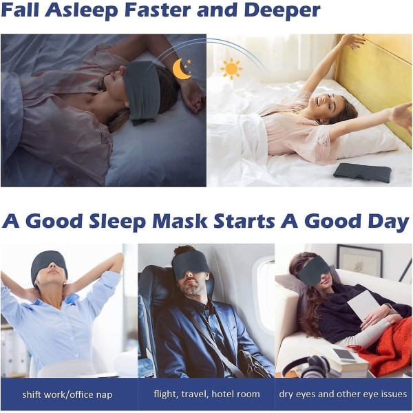 Ny søvnmaske - Modal sovemaske til kvinder og mænd, lysblokerende søvnmaske, 100 % håndlavet, fulddækkende øjenmaske