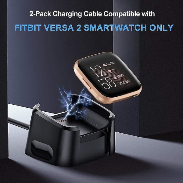 Lader for Fitbit Versa 2-klokke (ikke for Versa/versa Lite), USB-ladekabeldokkingstativ for Versa 2 Health & Fitness Smartwatch