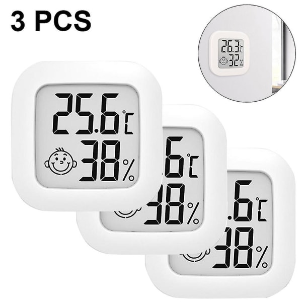 3-pakke innendørs termometer, hygrometer, digital hygrometer