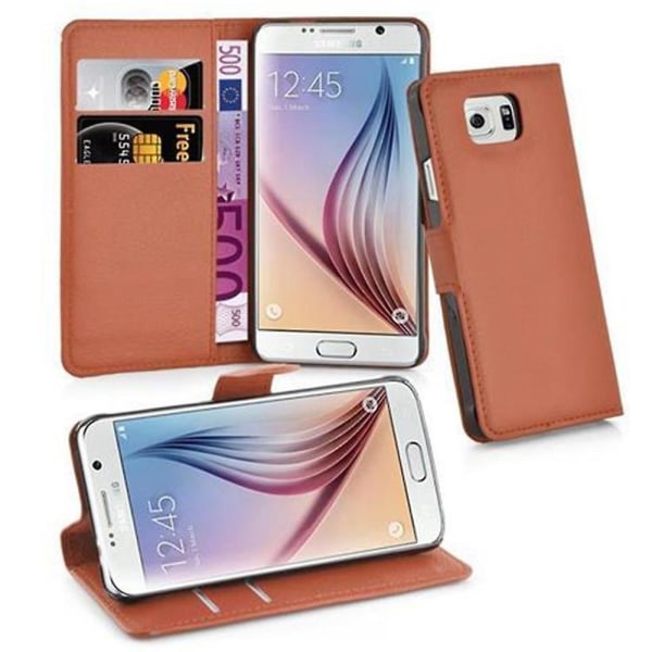 Samsung Galaxy S6 Cover Case Case - med kortpladser og stativfunktion CHOCOLATE BROWN