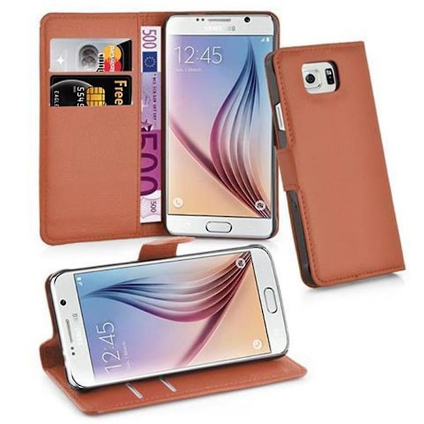 Samsung Galaxy S6 -kotelo - korttipaikoilla ja jalustatoiminnolla CHOCOLATE BROWN