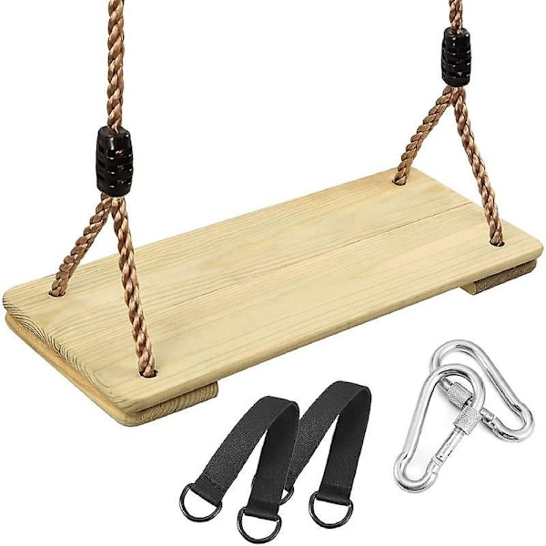 Wooden Swing Child Adult Wooden Swing Seat with Adjustable Hemp Rope Hanging Seat Outdoor Swing for