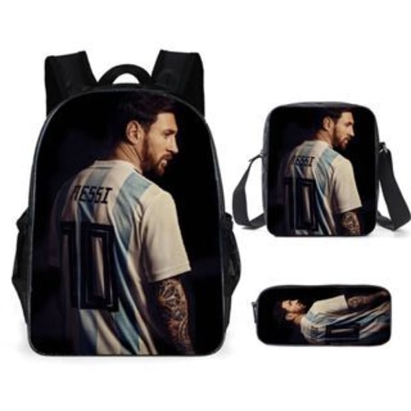 3 stk./sæt fodboldstjerne Lionel Messi rygsæk studenter skole taske S pencil case