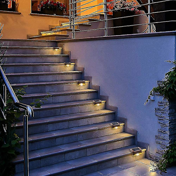 Vandtæt solcelle hegn lys, solcelle dæk lys, trappe lys, Ip65 LED solcelle have lys til terrasse trappe hegn (varmt lys-sort, 12 stk)