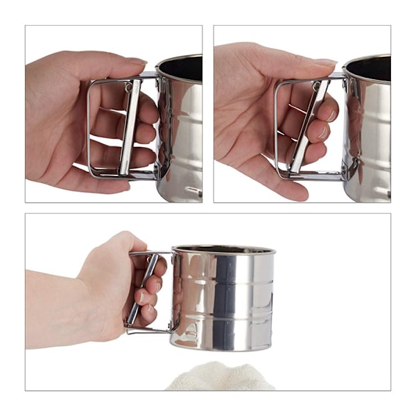 Melsifter, Rustfri Stål Sifter til Bagning, Dobbeltlags Sifter, Pulver Sukker