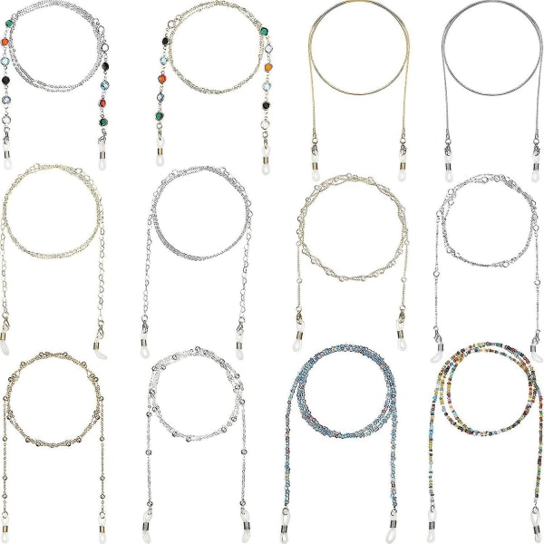 12 Pieces Eyeglass Chains Necklace Eyeglass Holder Beads Lanyard Chains Cord