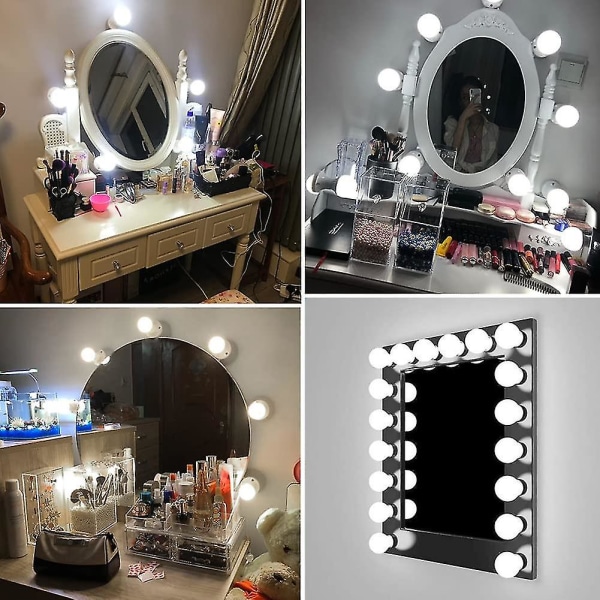 Led sminkspegellampor, spegellampor i hollywood sminklampor för sminkbord Spegel med 2 dimbara lampor Badspegellampor 1 st. vit