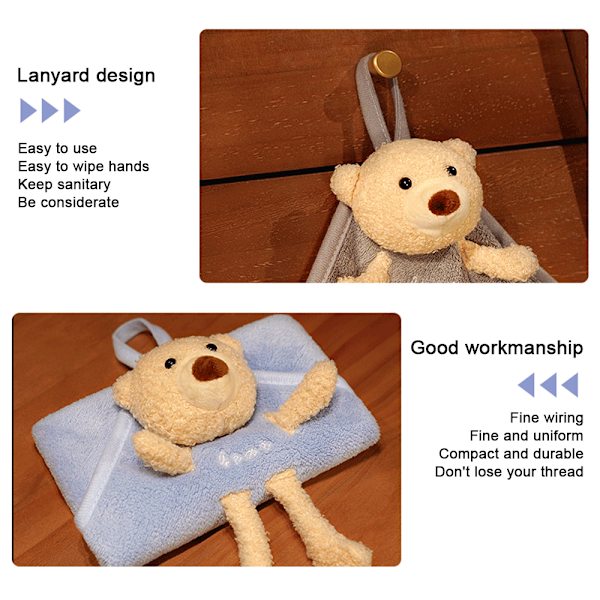 Pyyhe koralli fleece ripustuspyyhe kylpyhuone ripustuspyyhe Blue Bear hand towel