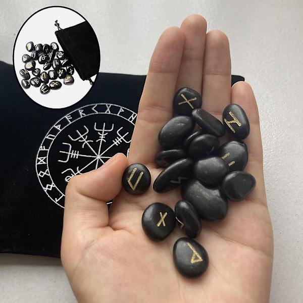 25 st Rune Sten Polerade Energi Stenar Graverade Symbol Dekorer