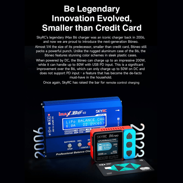 Skyrc B6neo Smart Oplader Dc 200w 10a Pd 80w Lipo Batteri Balance Oplader Kompakt 6s Oplader Aflader