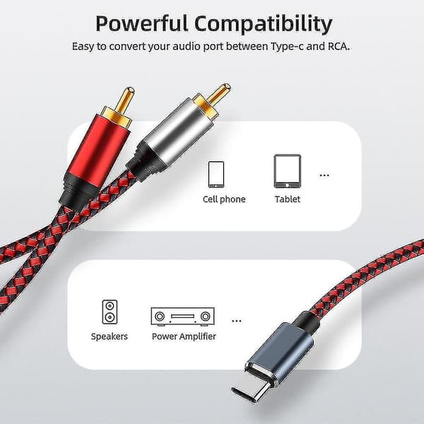 USB Typ C till 2 RCA Ljudkabel Typ-C RCA Kabel, (1m/3ft)