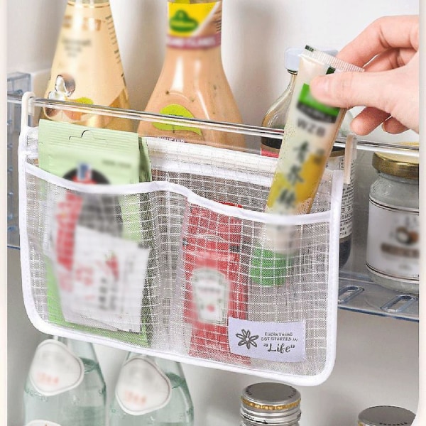 Kjøleskap Oppbevaring Mesh Bag To gitter Hengende Organizer Med Krok