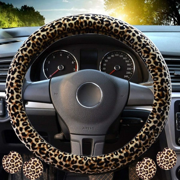 Leopard- print ohjauspyörän cover naisille, Leopard Steeri
