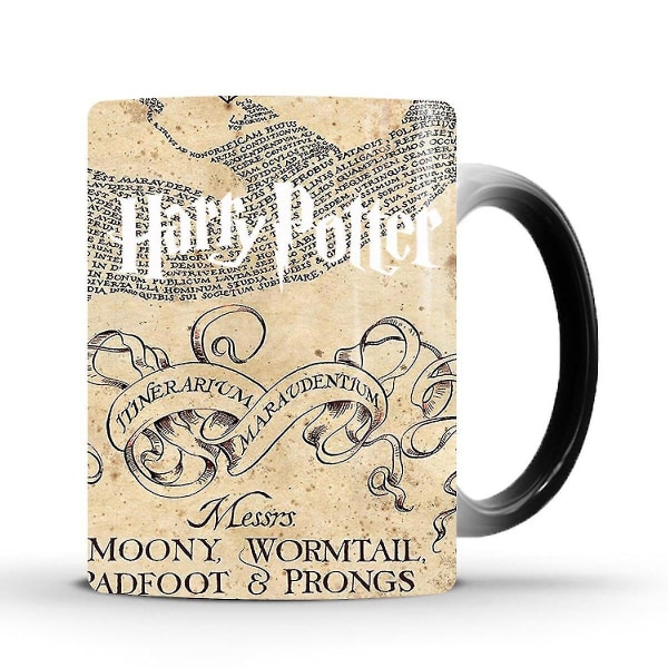 Harry Potter - Marauders Map - Jag svär högtidligt 11 Oz Stor Keramik Morphing Muggar Värme Känslig Ledtråd Mugg Full Bild Avslöjas När Het Vätska Är