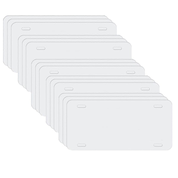 15-pack Sublimeringsskyltar, Metall Aluminium Bilskylt Vit, Värmeöverföring DIY Anpassad Bilddesign