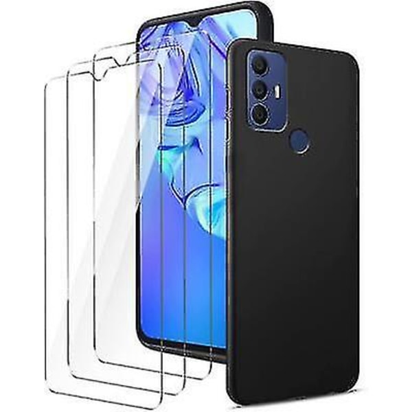 Tcl 306 Cover i Silikon Gel + Hærdet Glas (sort
