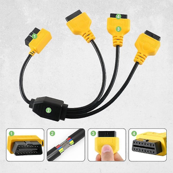 Obd2 Splitter Kabel Förlängning Y Kablar 1 Till 3 Konverter Adapter Tråd 50cm J1962m Till 3-j1962f Obd2 Förlängningssladd