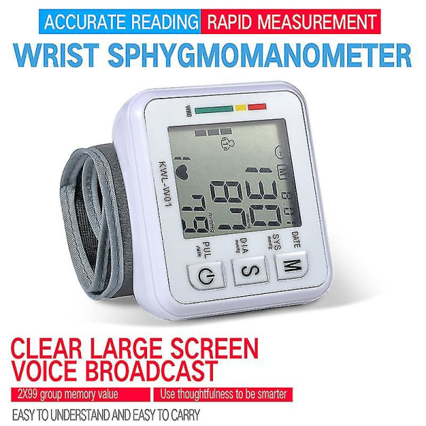 Blodtrycksmätare Röstversion Handledssfygmomanometer Automatisk blodtrycksmätare
