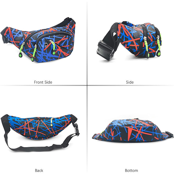 Midjeväska, bumbag, magväska - Fashion bumbag för kvinnor och män, 4 fickor, justerbar midjeväska för löpning, vandring, hundpromenader utomhus