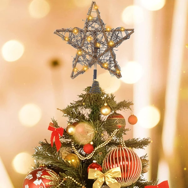 Juletræ Topper Stjerne Juletræ Stjerne Juletræ Topper Med Lys, Stjerne Juletræ Lys Op Til Pynt Juletræ Topper