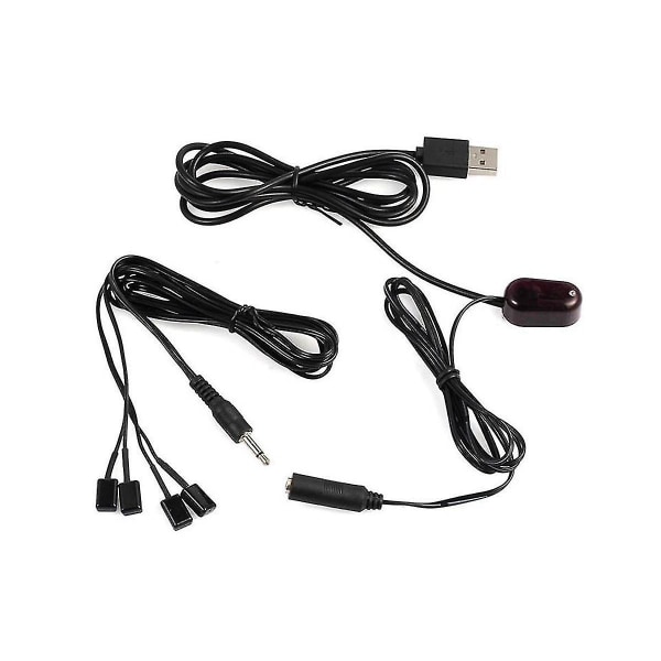 IR-forlænger 1 stk. IR-modtager + 4 stk. IR-sender emittere repeater-sæt infrarød fjernbetjening Usb-adapter