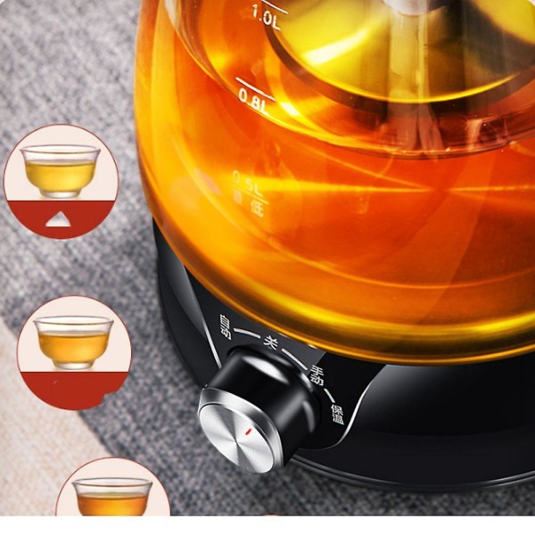 Vattenkokare i glas 1l 600w, Elektrisk vattenkokare med varmhållningsfunktion. Löstagbar sil och filter.