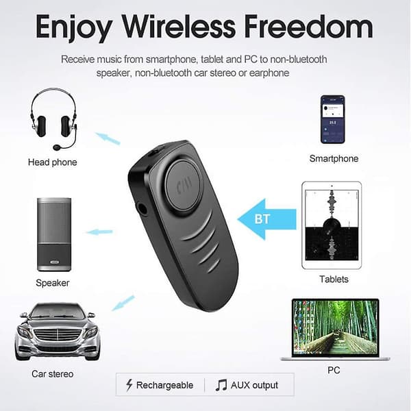 Trådløs håndfri samtale adapter J19 bil Bluetooth 5.0 lydmottakerkonverter med Micro Usb-kabel