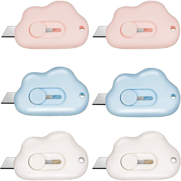 Mini Universal Kniver Eskeåpner Uttrekkbar Brevåpner, kartongåpner (rosa/blå/hvit)