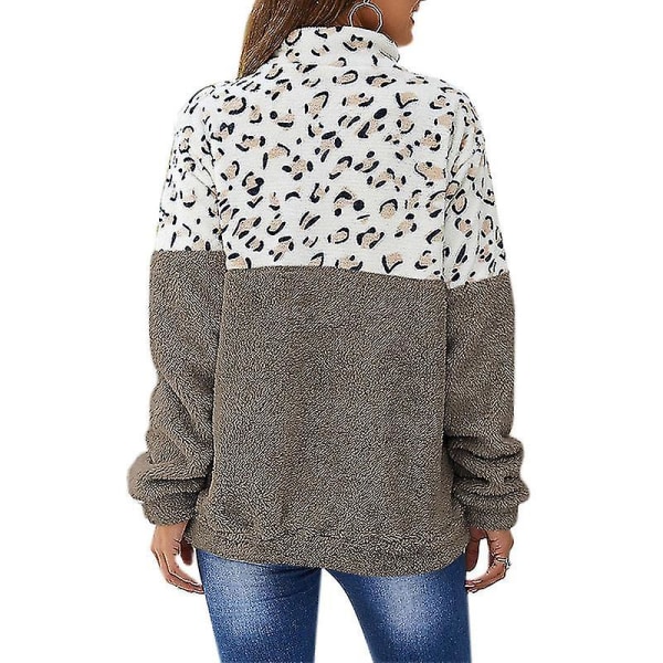 Naisten Leopard Fleece Sweatshirt Pullover Talvi Lämmin Pusero Paksu Top