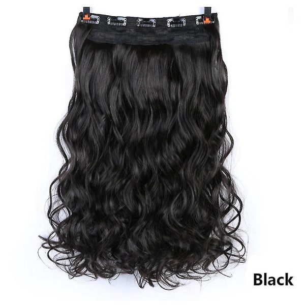 Shangke Syntetisk 100 cm lang krøllet bølget hårspænde i hårforlængelse Varmebestandigt naturligt hårstykke sort brun til kvinder Black 50CM