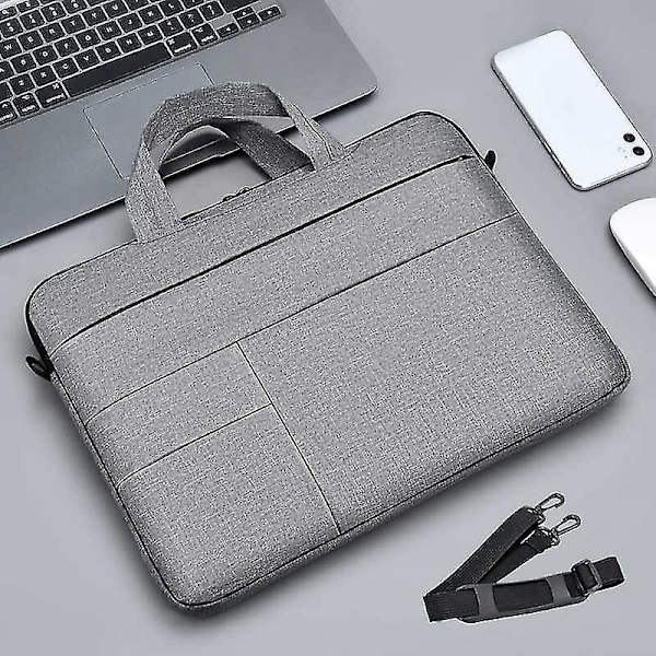 Laptopveske Fashion Business Datamaskin Skulder Bag Tynn Stil Apple Xiaomi Huawei Asus Laptopveske 14 Tommer (grå Med Skulderstropp)