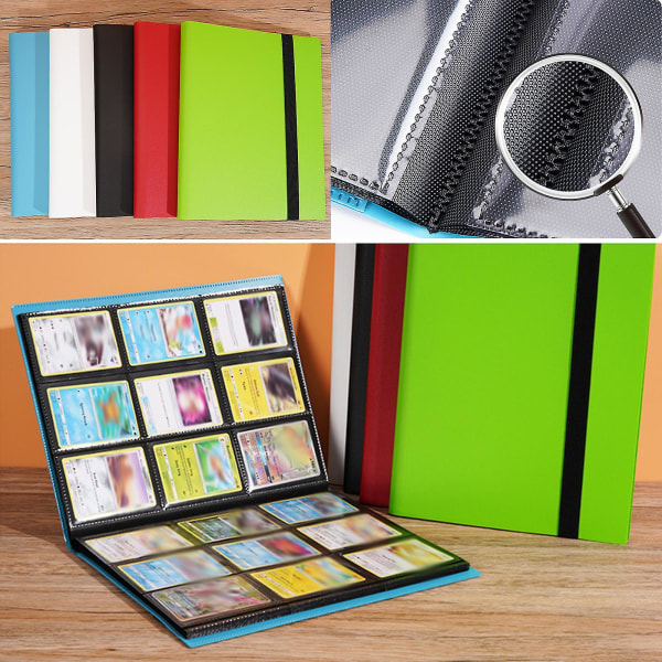 Bestsalecard Opbevaringsbog Kort Album Mappe, 9 Slots, 360 Side Loading Pocket Folder Blue Nine squares