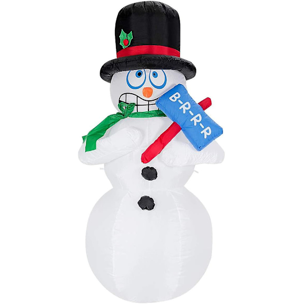 180cm Oppustelig Snemand, Julefigur der Ryster, Juledekoration Figur med LED Lys