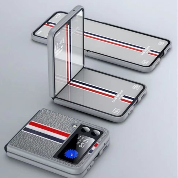 Aitoa nahkaa Limited Edition -yhteensopiva Samsung Galaxy Z Flip 4, Z Flip 4 case iskunkestävä Gray