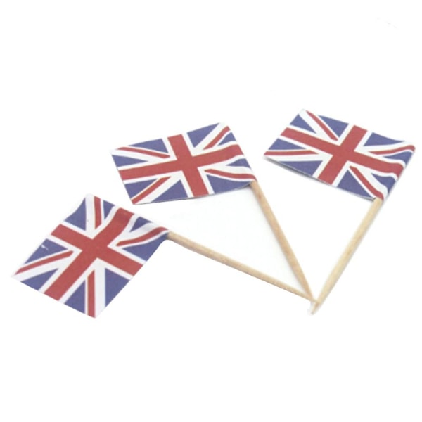 100 stk. Cupcake Toppers England Flag Tandstikker Miniature Storbritannien Flag Tandstikker Flag Cupcakes Cake Tandstikker