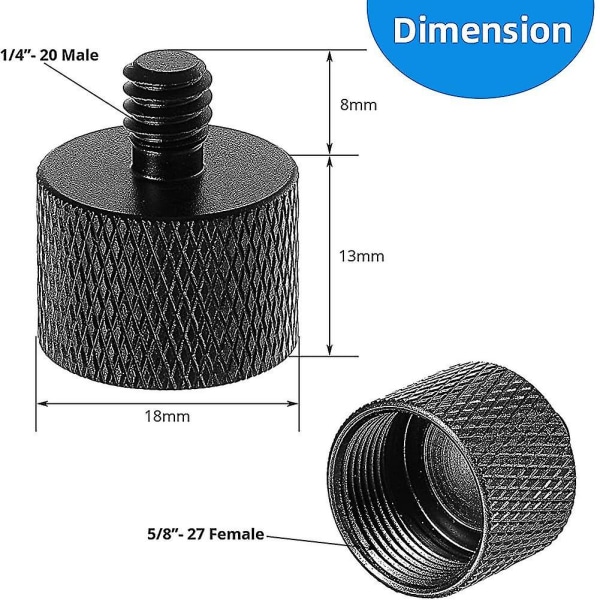 4 stativadapter för mikrofon 5/8 tum-27 hona till 1/4 tum-20 hane för kamera