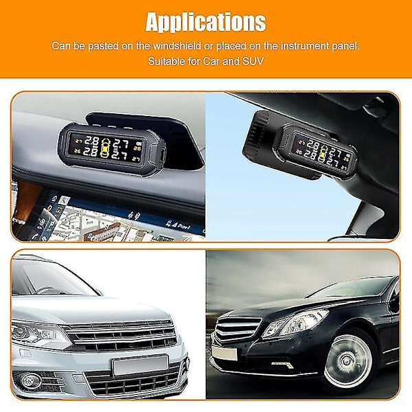 Pdto Langaton Aurinkoenergialla Toimiva Tpms Lcd Auton Rengaspaineen Hälytysjärjestelmä 4 Anturilla