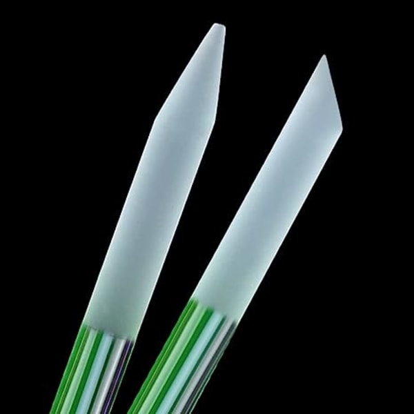 2 Stk Glas Cuticle Pusher Dual Ended Manicure Stick Professional Prec green