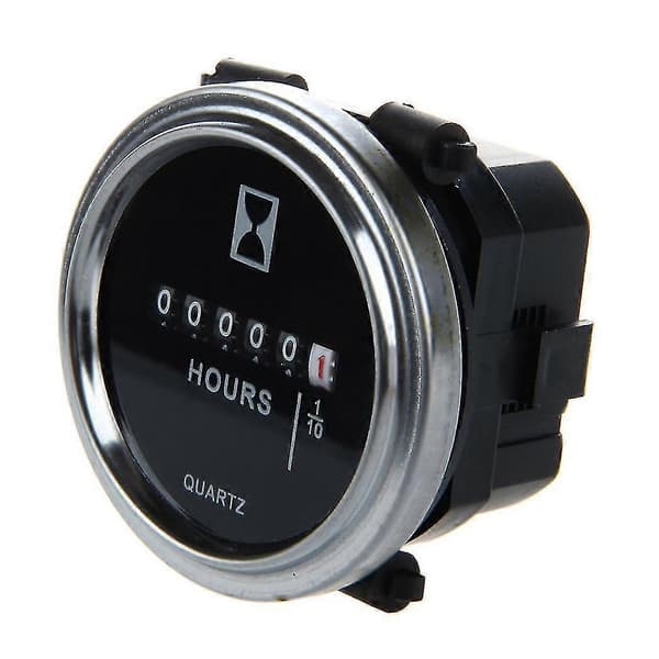Timeteller 6 til 80 Volt DC - Rund Sølvfarget Kantring